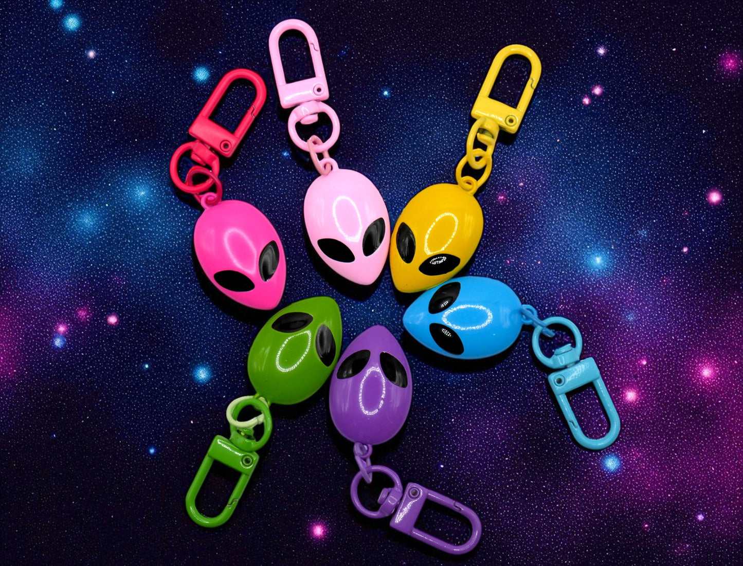 neon alien art, neon extraterrestrial, glowing alien, alien aesthetic, neon UFO, neon space art, neon alien decor, neon ET, colorful alien, cyber alien, neon galaxy, neon sci-fi, trippy alien, neon outer space, neon cosmic, Keychain & Bag Charms: bag charm, purse charm, key ring, key fob, zipper pull, backpack charm, cute keychain