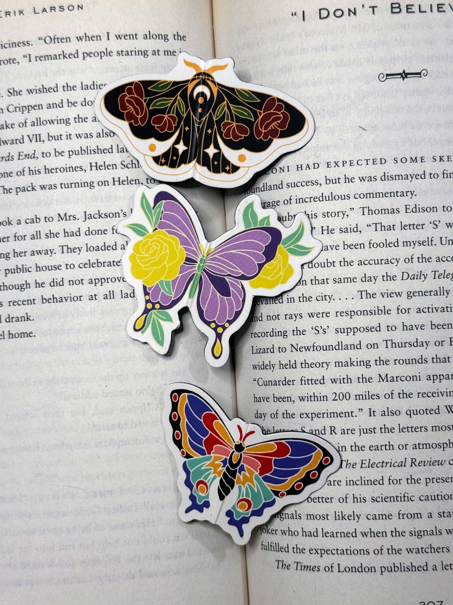 Magnetic Butterfly and Moth Bookmarks (Set of 3)