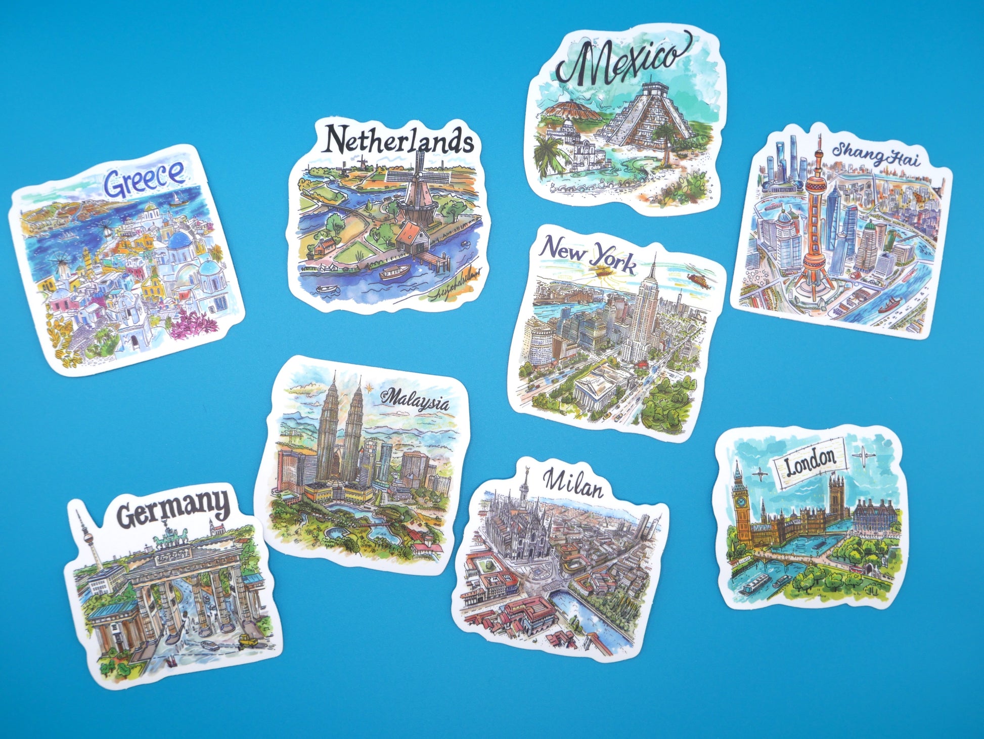 World Landmarks: Countries and Cities Sticker Pack (Set of 5)