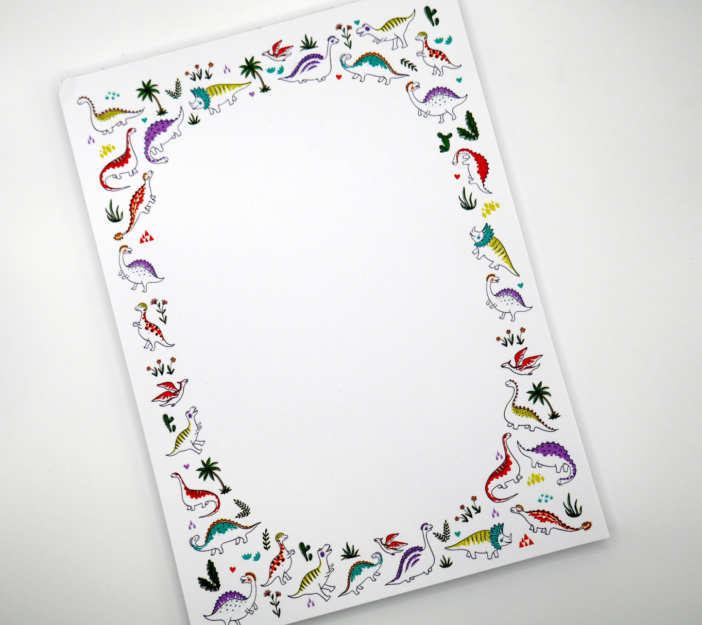Our Dinosaur 5x7 notepad brings prehistoric joy to your to-dos. 50 thick sheets, no bleed. Made in the USA.
