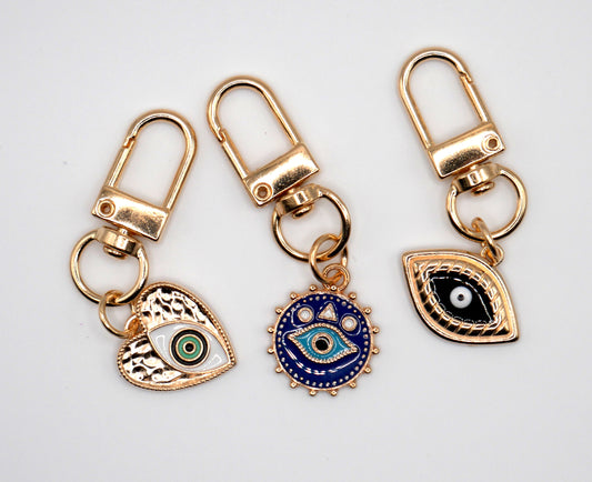 Evil Eye Metal Keychain and Bag Charm, evil eye charm, protection amulet, talisman, nazar, evil eye bracelet, evil eye necklace, warding charm, blue eye bead, spiritual jewelry, good luck charm, purse charm, key ring, key fob, zipper pull, backpack charm, cute keychain