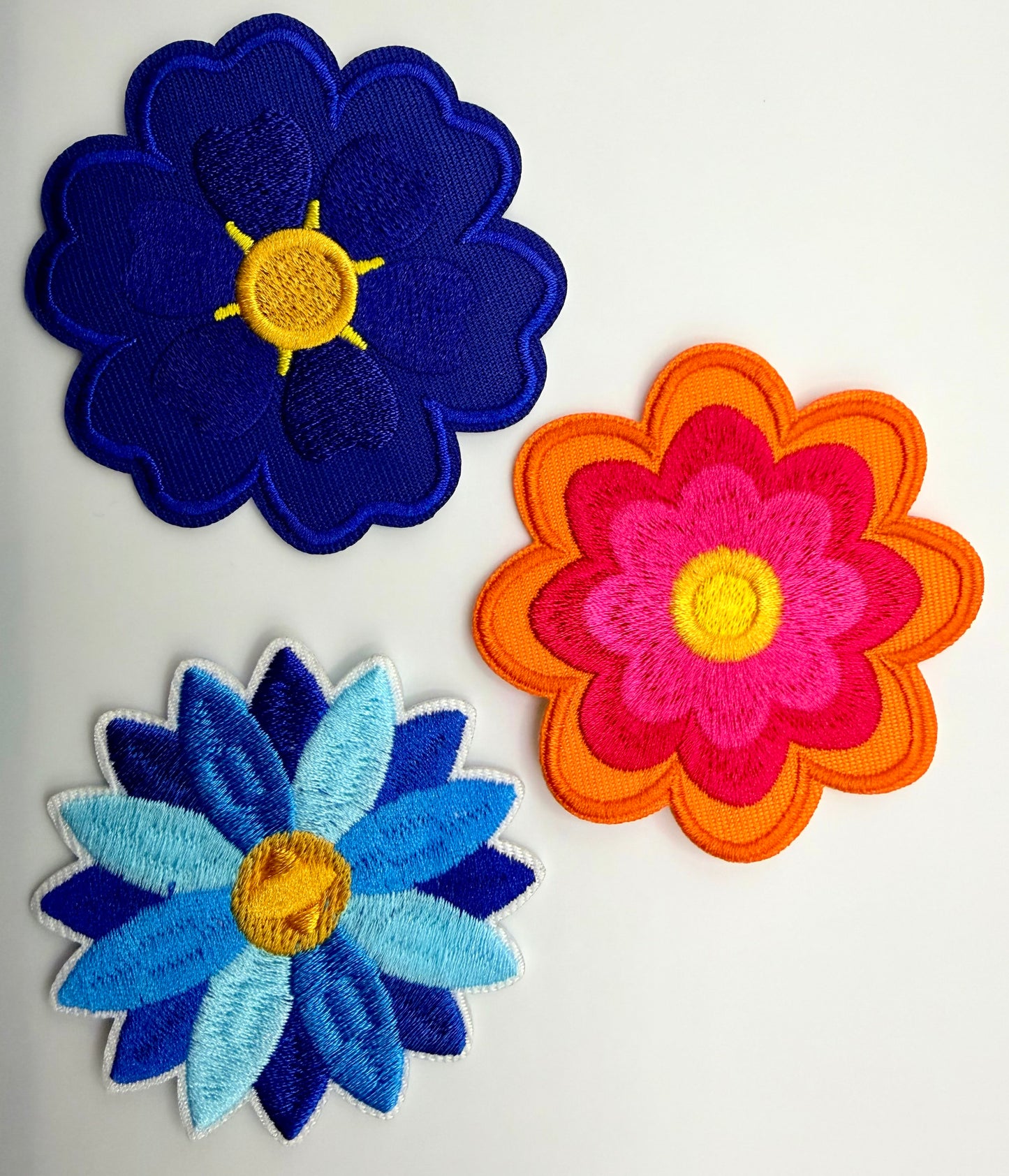 Flower Art Iron-On Embroidered Patch Pack (Set of 3)
