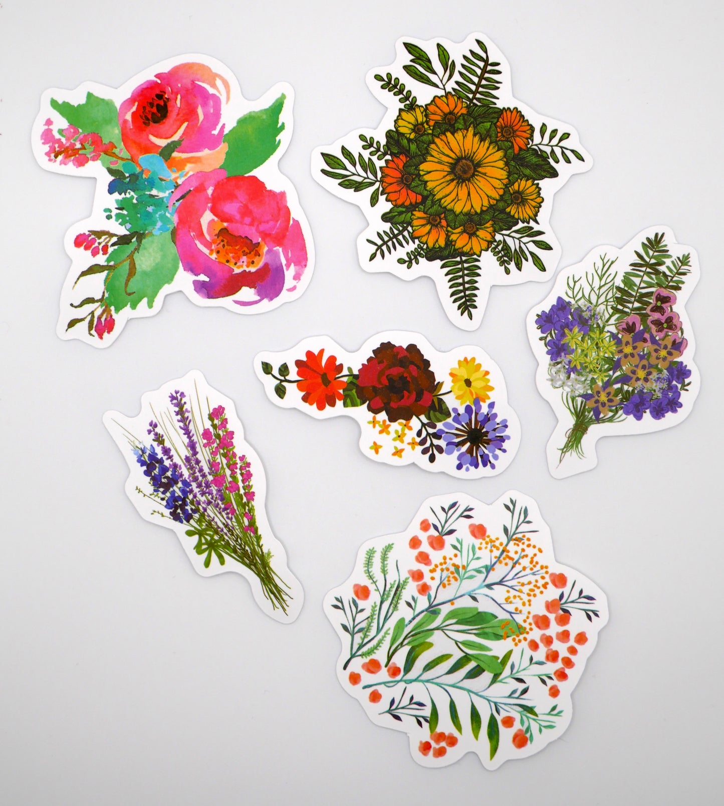 Floral, Cactus, and Mushroom Sticker Packs (Set of 10)