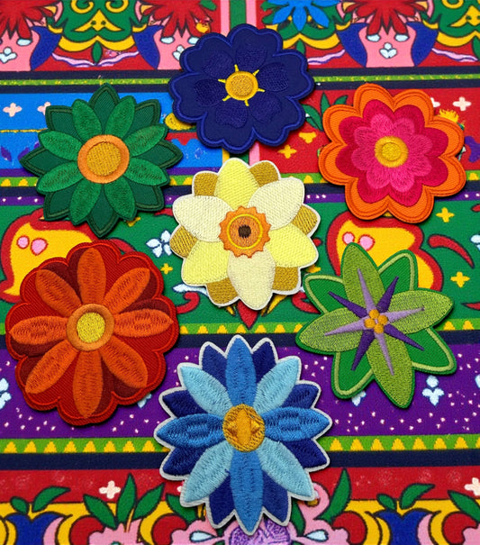 Flower Art Iron-On Embroidered Patch Pack (Set of 3)
