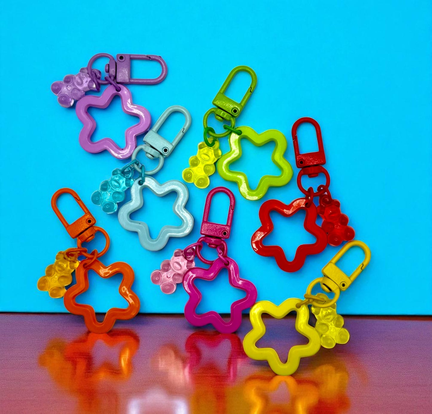 Acrylic Gummy Bear & Star Keychain and Bag Charm bag charm, purse charm, key ring, key fob, zipper pull, backpack charm, cute keychain, ummy bear art, gummy bear decor, gummy bear aesthetic, candy bear, gummy bear charm, gummy bear jewelry, colorful gummy bear, gummy bear print, gummy bear sticker, cute gummy bear, gummy bear motif, gummy bear accessories, gummy bear lover, gummy bear design, resin gummy bear