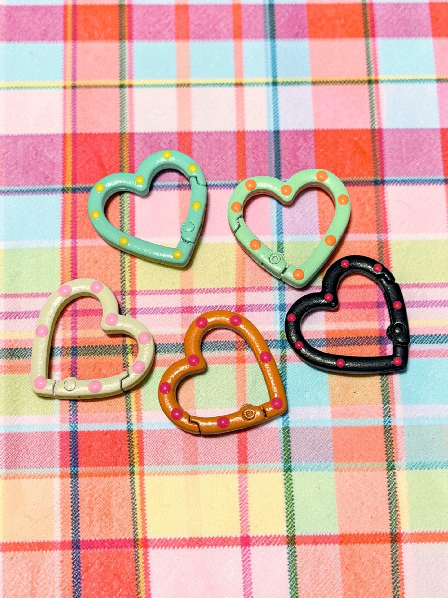Polka Dot Heart Carabiner Keychain and Bag Charm