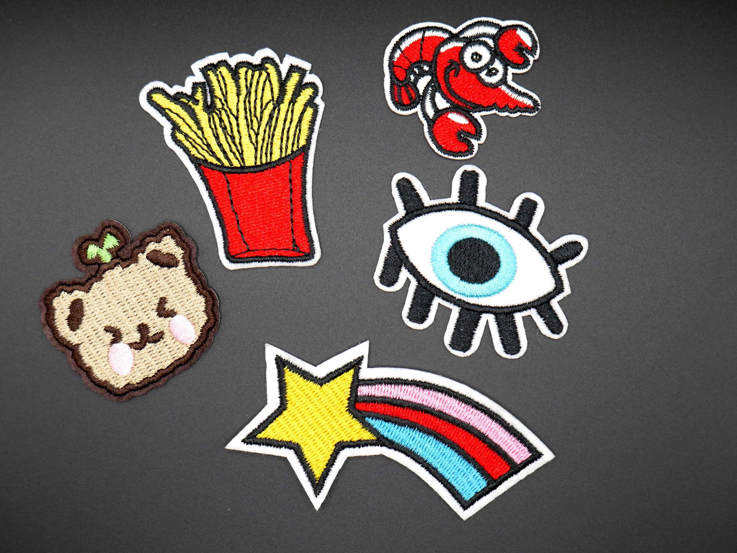 Fun & Happy Iron-On Embroidered Patches (Random Matching Set of 5)