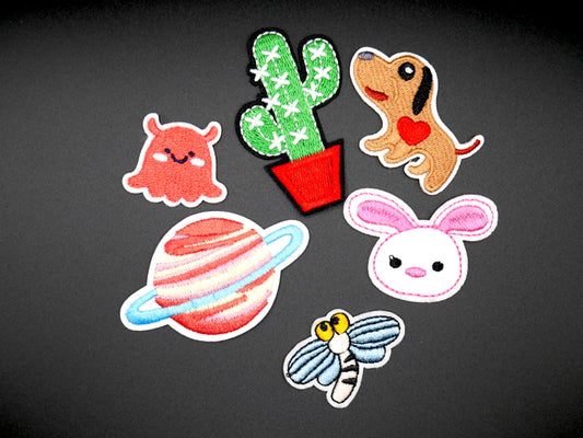 Fun & Happy Iron-On Embroidered Patches (Random Matching Set of 5)