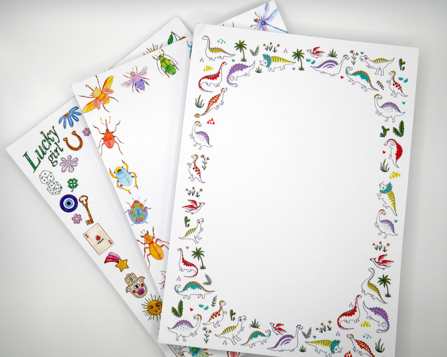 lucky-girl-bugs-dinosaur-notepads