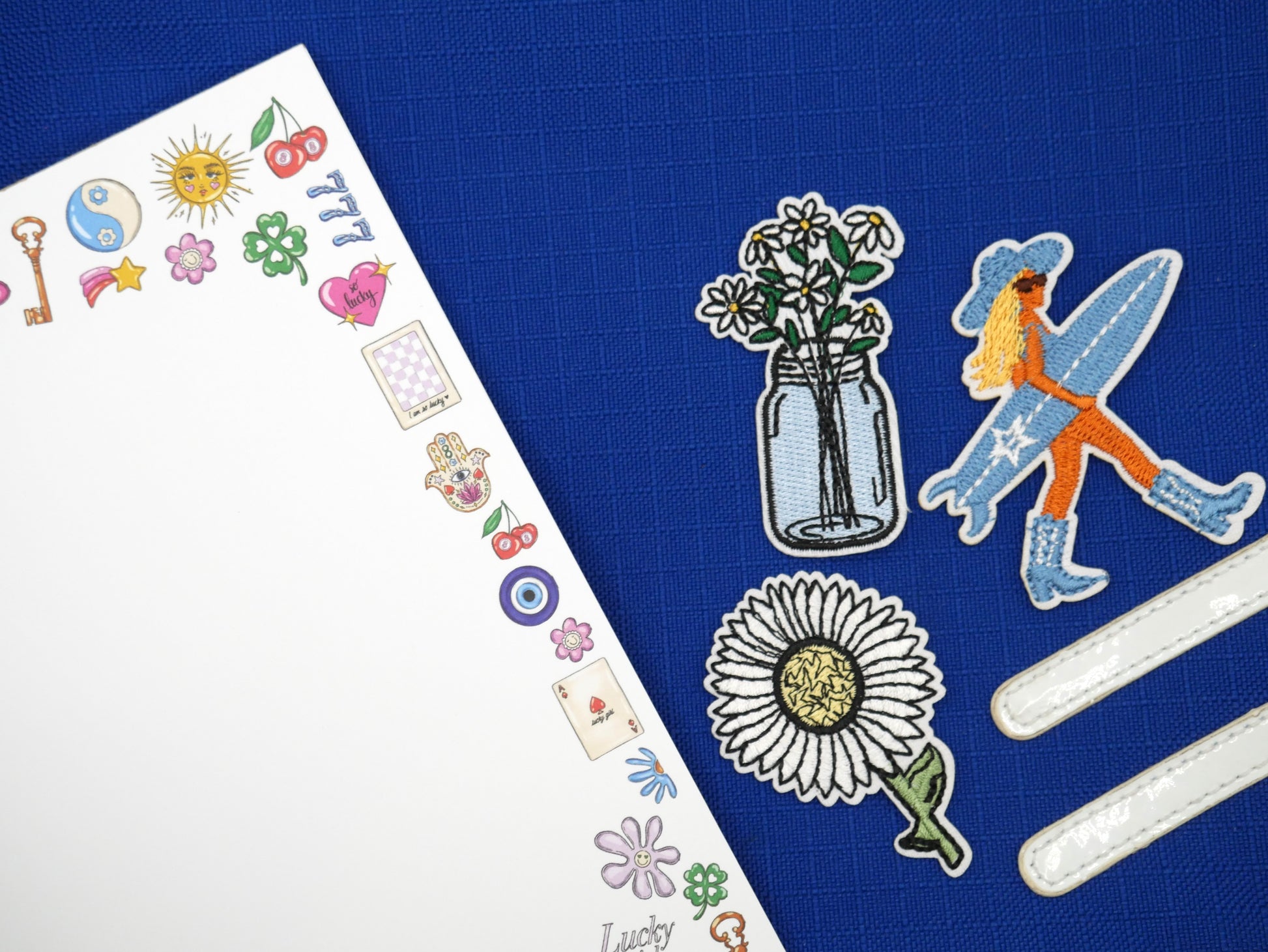 Manifest magic daily with our 5x7 Lucky Girl notepad. + coastal cowgirl patches