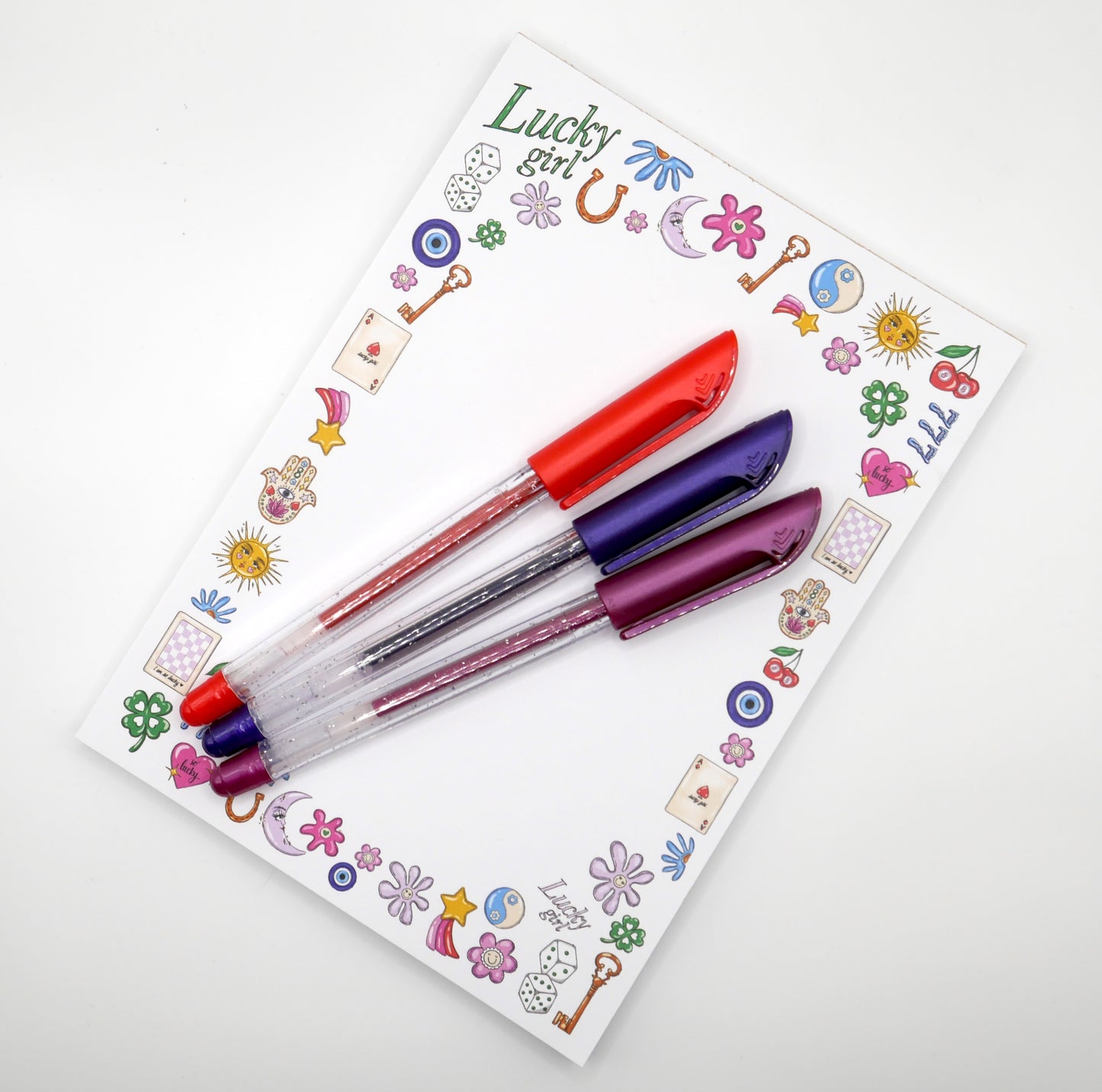 Manifest magic daily with our 5x7 Lucky Girl notepad. 50 thick sheets for your affirmations and to-dos. Good things are coming. Made in the USA.