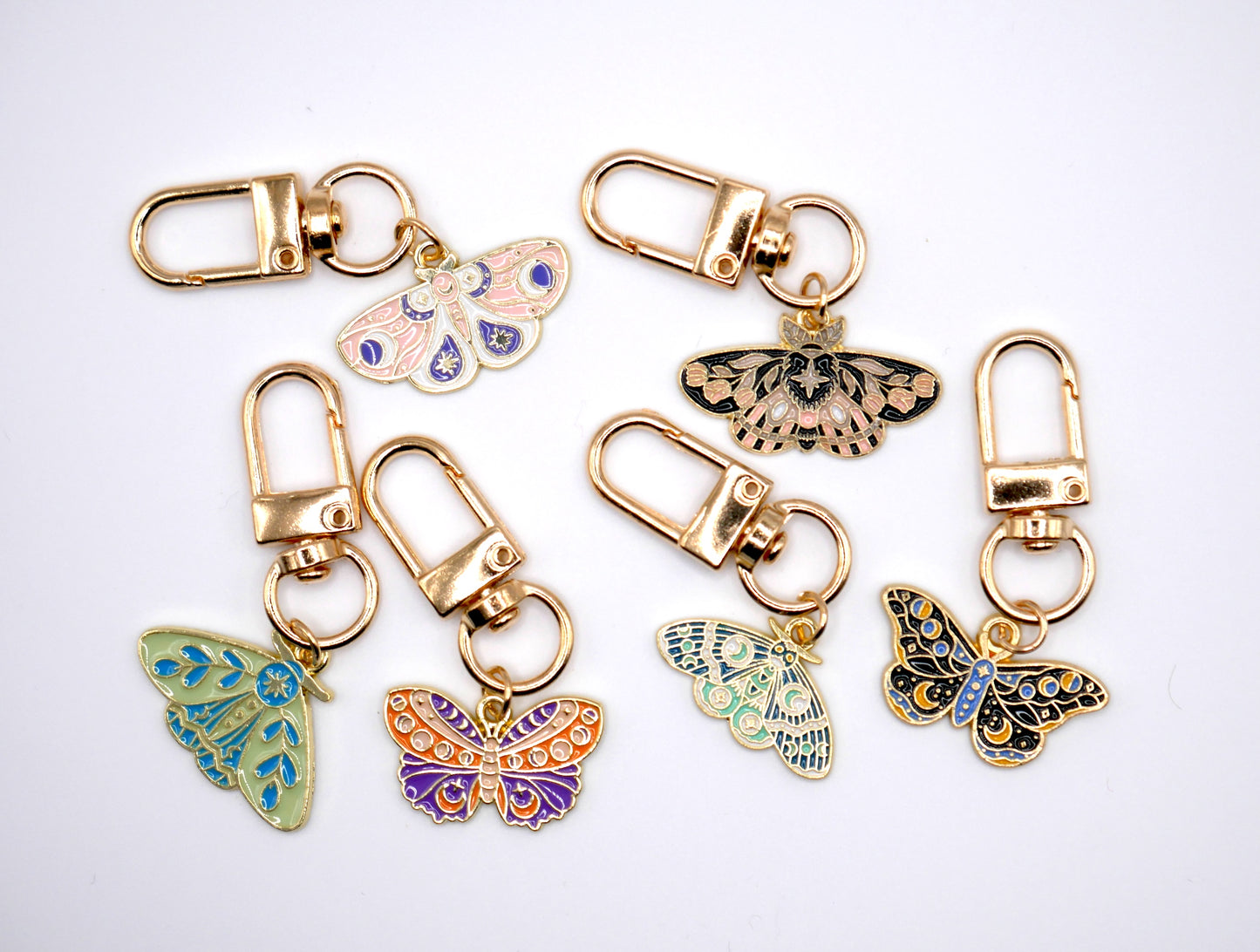 Celestial Moth Metal Keychain and Bag Charm