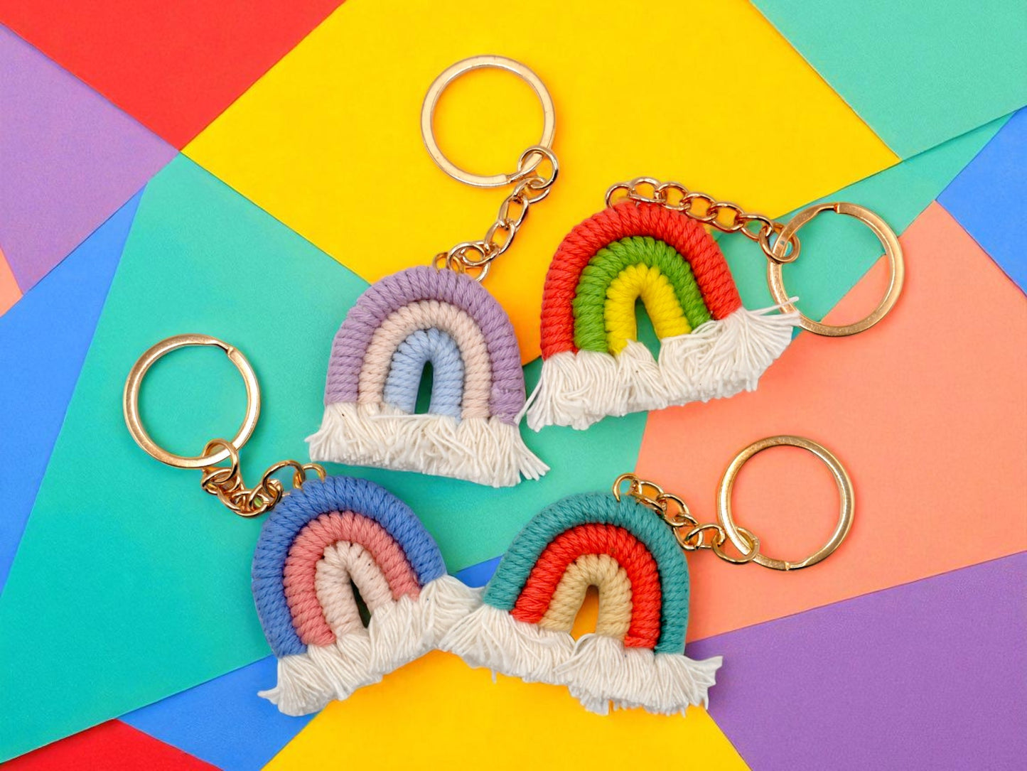 Cutie Pastel Rainbow Keychain and Bag Charm, rainbow aesthetic, rainbow art, pastel rainbow, rainbow print, rainbow decor, colorful rainbow, rainbow illustration, rainbow design, pride rainbow, vibrant rainbow purse charm, key ring, key fob, zipper pull, backpack charm, cute keychain