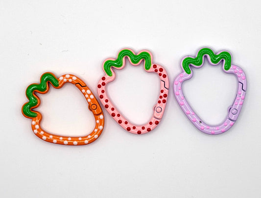 Polka Dot Strawberry Carabiner Keychain and Bag Charm