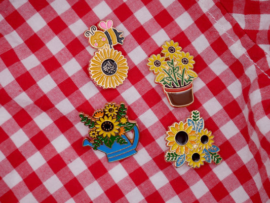 Sunflower Metal Enamel Pins (Set of 3)