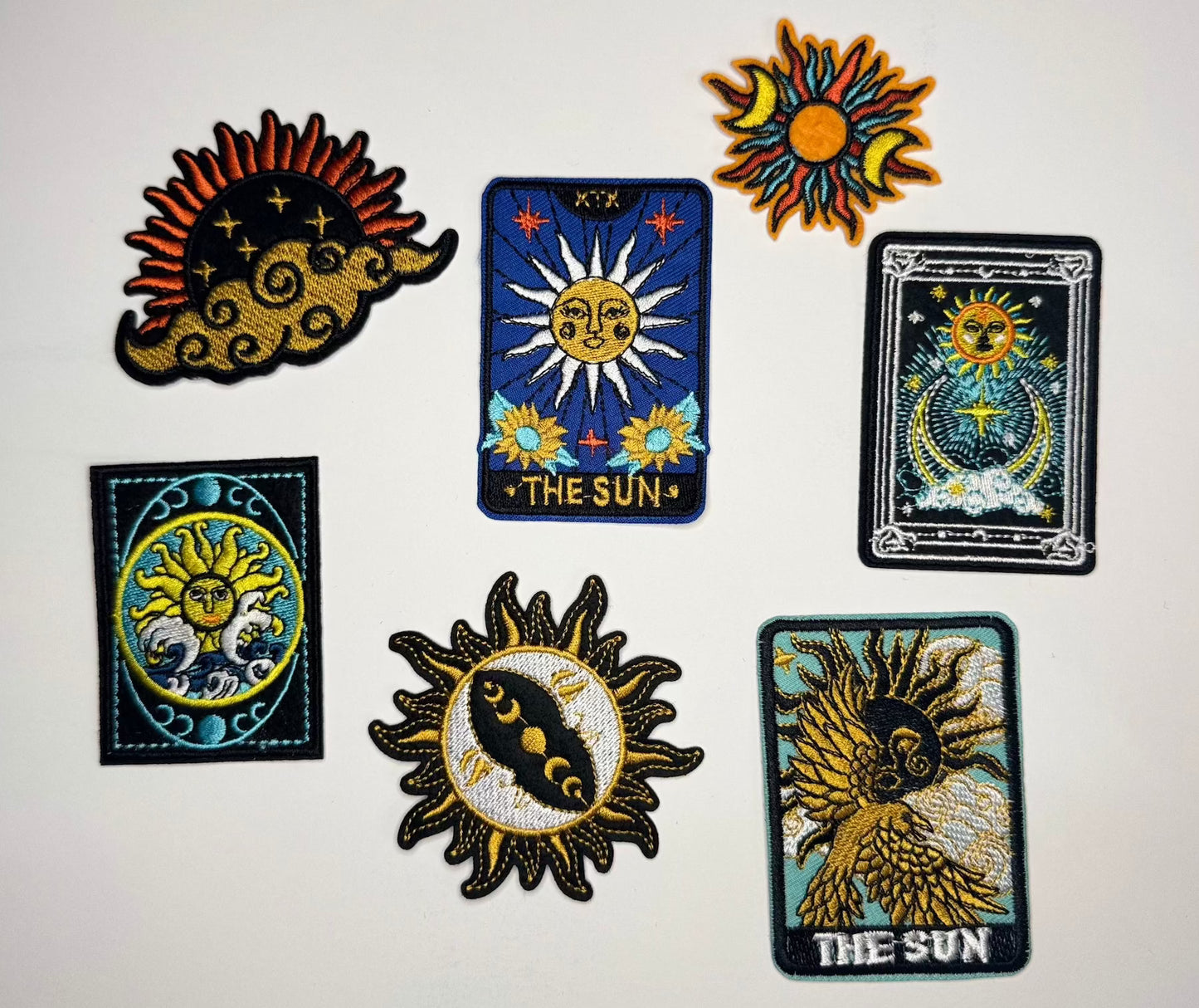 Celestial Moon and Sun Iron-On Embroidered Patch Pack (Set of 5)