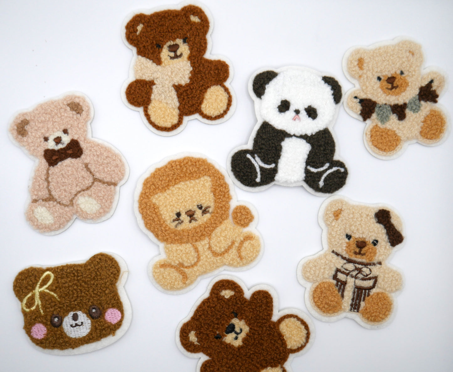 Teddy Bear Fuzzy Iron-On Embroidered Patch Pack (Set of 3)