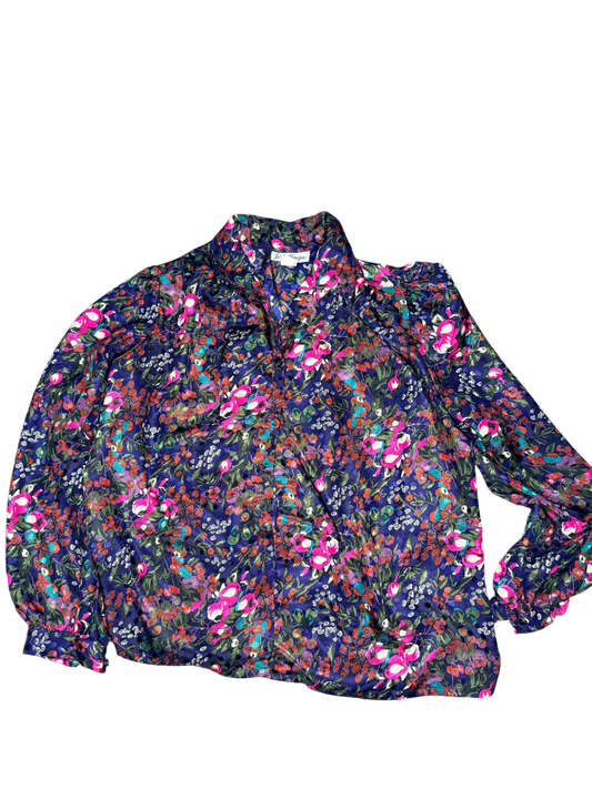 Jeri Marque retro vintage blouse women's size 38 medium