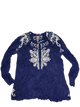 Johnny Was embroidered navy blouse women's size large
