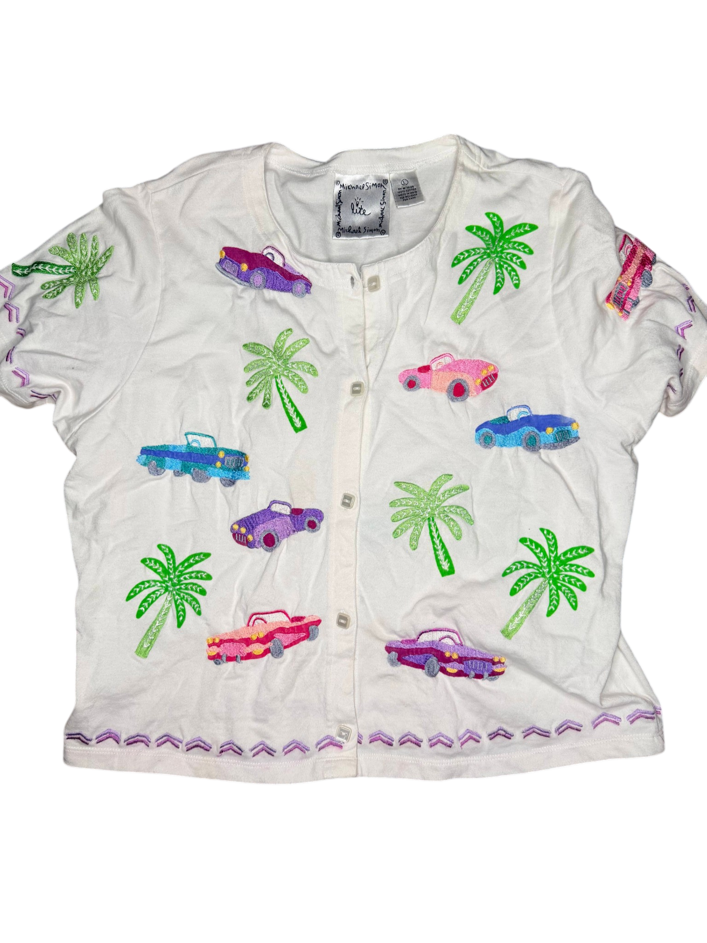 Michael Simon Lite vintage car blouse shirt size medium/large