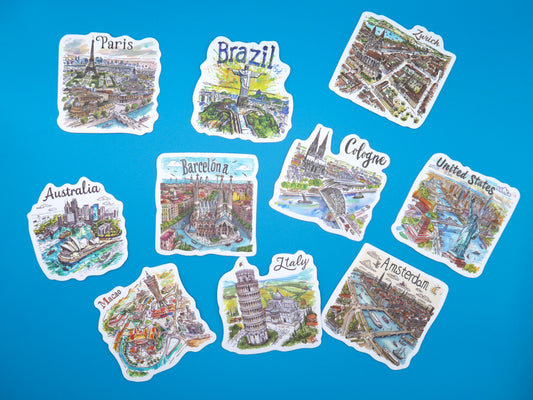 World Landmarks: Countries and Cities Sticker Pack (Set of 5)