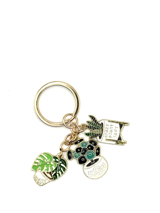 Houseplant Plant Parent Metal Keychain and Bag Charm