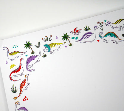 Our Dinosaur 5x7 notepad brings prehistoric joy to your to-dos. 50 thick sheets, no bleed. Made in the USA.
