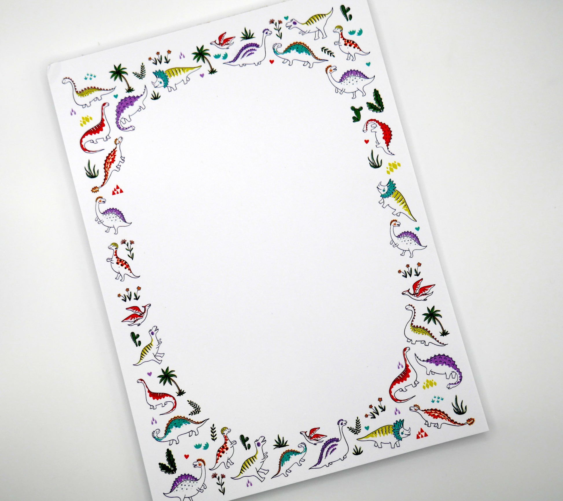 Our Dinosaur 5x7 notepad brings prehistoric joy to your to-dos. 50 thick sheets, no bleed. Made in the USA.