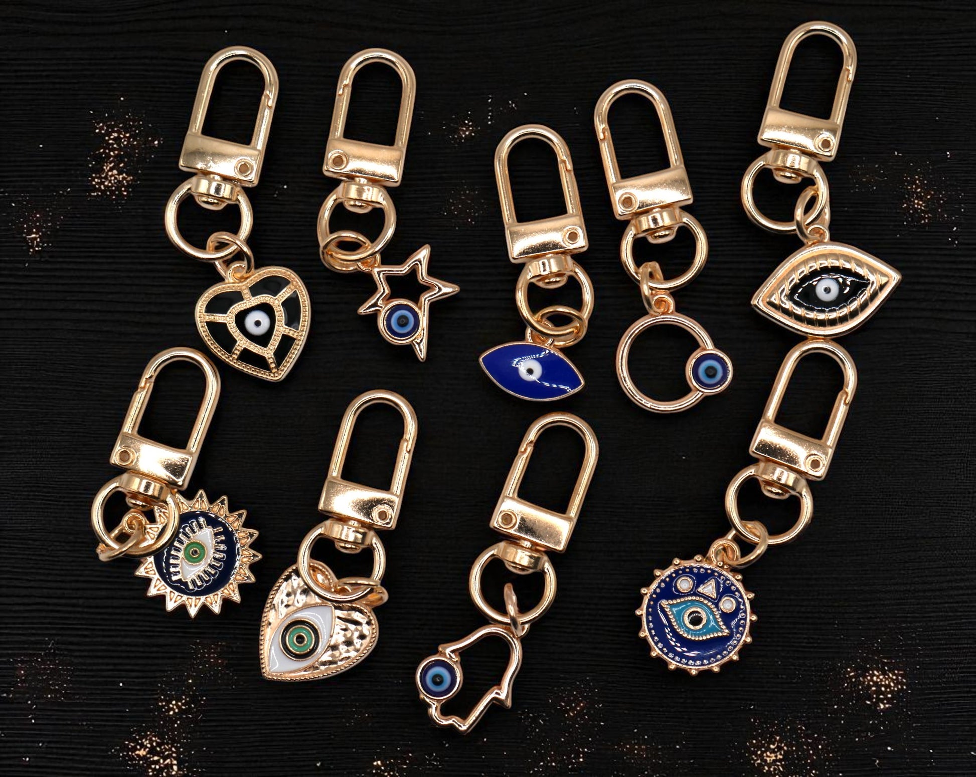 Evil Eye Metal Keychain and Bag Charm, evil eye charm, protection amulet, talisman, nazar, evil eye bracelet, evil eye necklace, warding charm, blue eye bead, spiritual jewelry, good luck charm, purse charm, key ring, key fob, zipper pull, backpack charm, cute keychain
