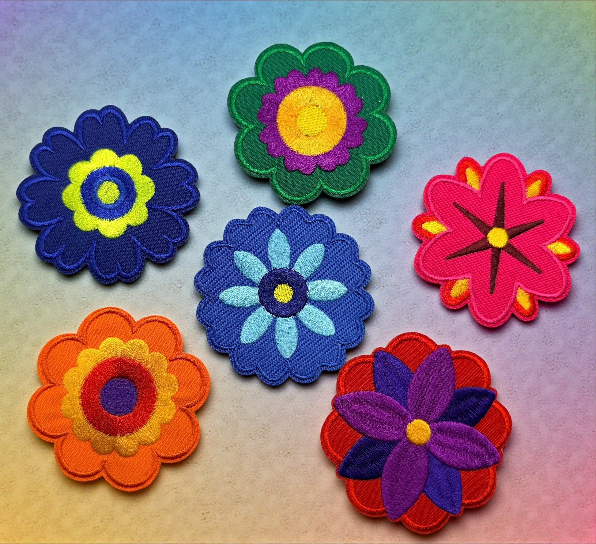 Flower Art Iron-On Embroidered Patch Pack (Set of 3)