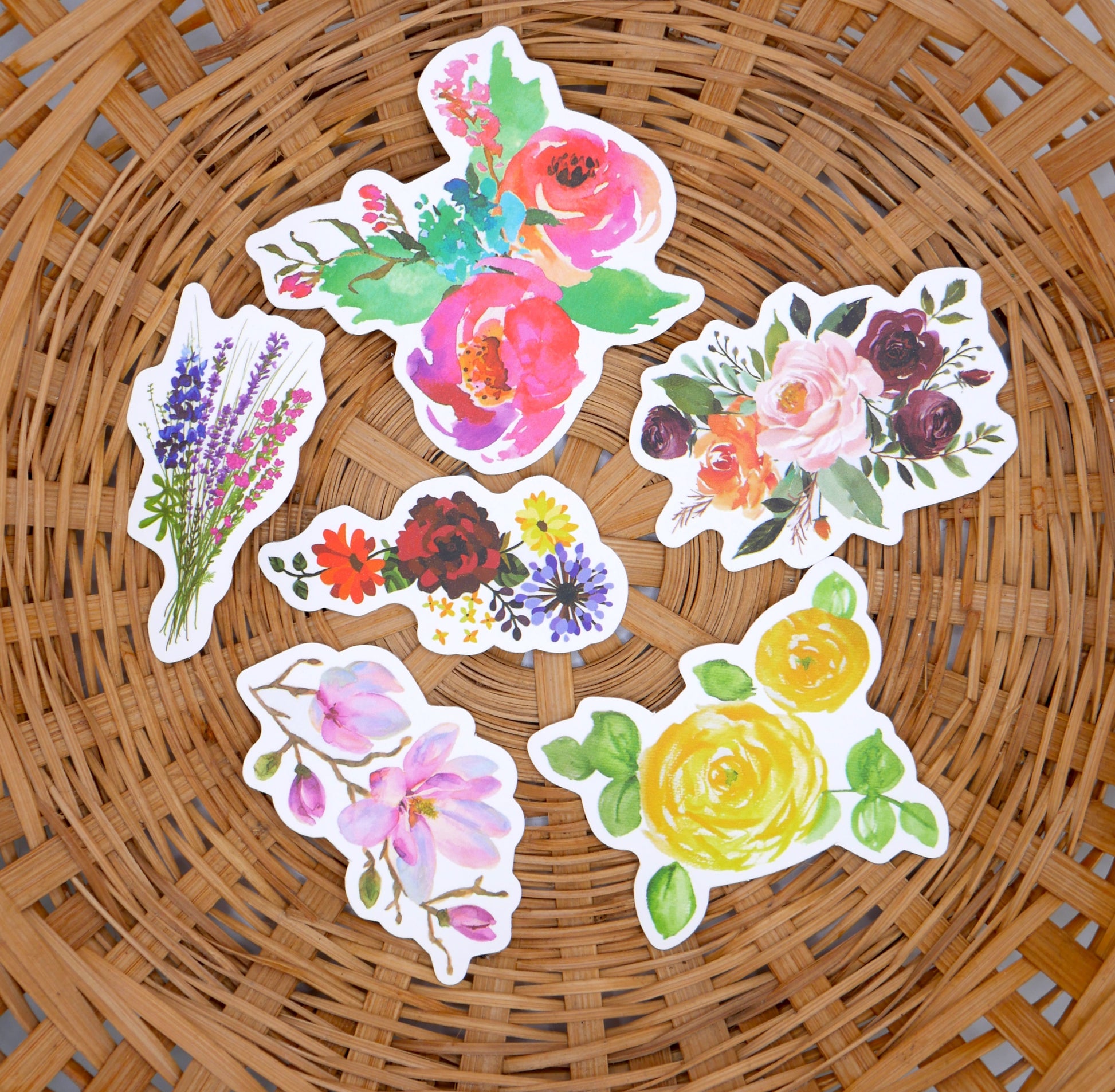 Floral, Cactus, and Mushroom Sticker Packs (Set of 10)