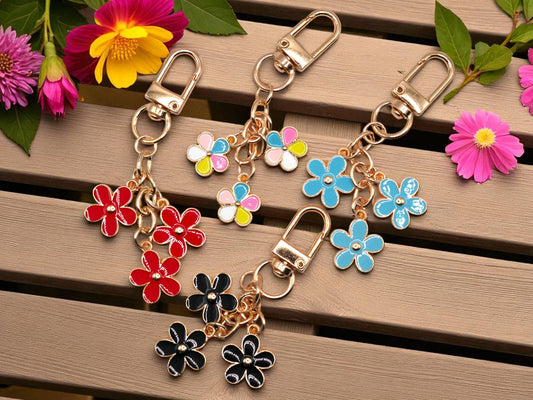 Flower / Floral: floral pattern, botanical print, flower design, floral decor, wildflowers, garden flowers, floral aesthetic, pressed flowers, floral illustration, blooming flowers, Keychain & Bag Charms, bag charm, purse charm, key ring, key fob, zipper pull, backpack charm, cute keychain