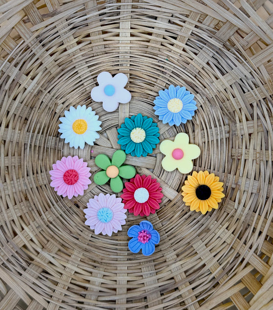 Colorful Floral, Flower Magnets (Set of 3)