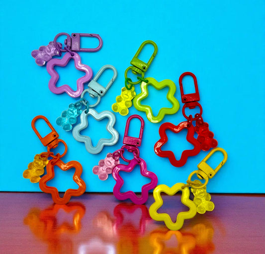 Acrylic Gummy Bear & Star Keychain and Bag Charm bag charm, purse charm, key ring, key fob, zipper pull, backpack charm, cute keychain, ummy bear art, gummy bear decor, gummy bear aesthetic, candy bear, gummy bear charm, gummy bear jewelry, colorful gummy bear, gummy bear print, gummy bear sticker, cute gummy bear, gummy bear motif, gummy bear accessories, gummy bear lover, gummy bear design, resin gummy bear