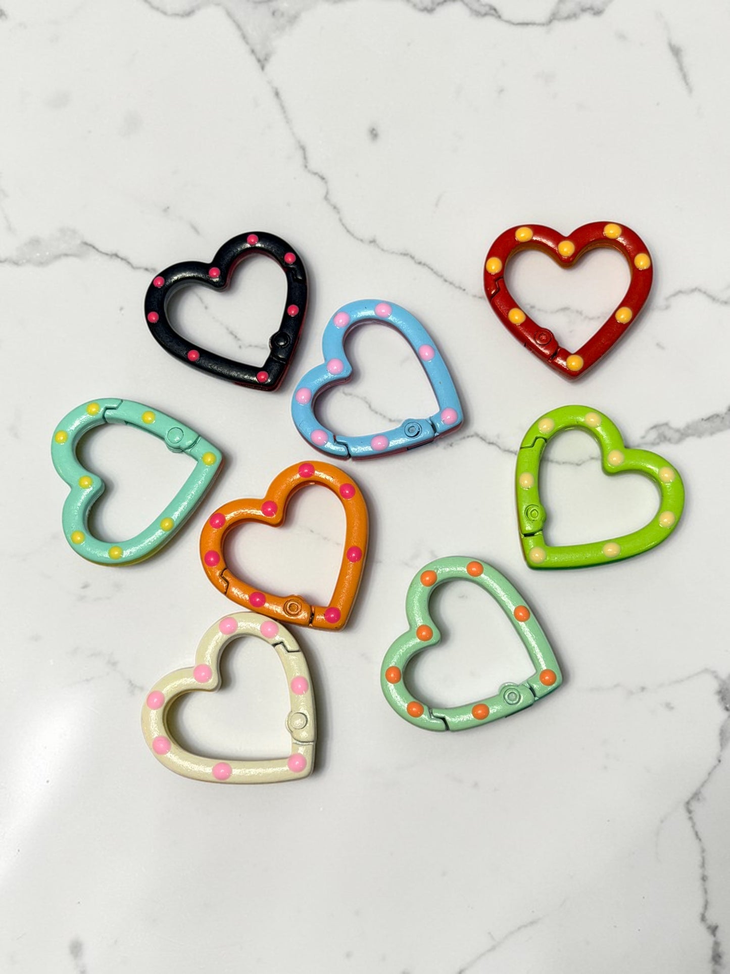Polka Dot Heart Carabiner Keychain and Bag Charm