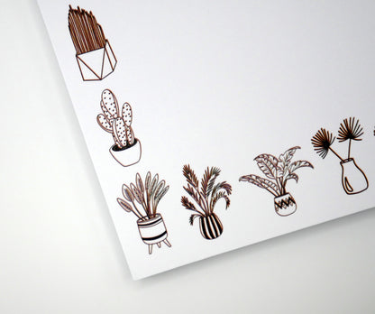 Perfect for the plant lover in your life, our 5x7-inch houseplant notepad features 50 sheets of high-quality, 70-pound paper. Printed in the USA. 