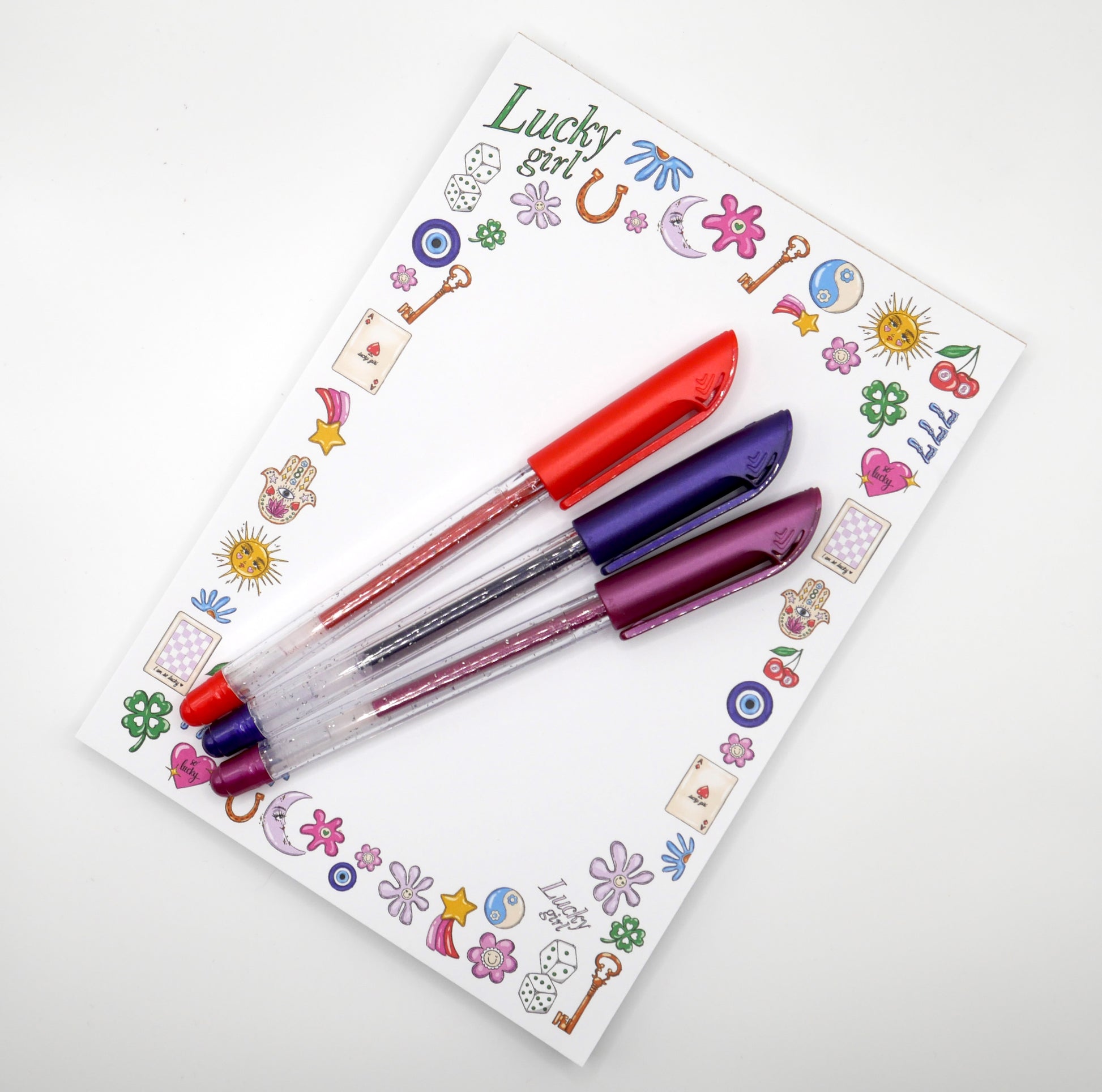 Manifest magic daily with our 5x7 Lucky Girl notepad. 50 thick sheets for your affirmations and to-dos. Good things are coming. Made in the USA.