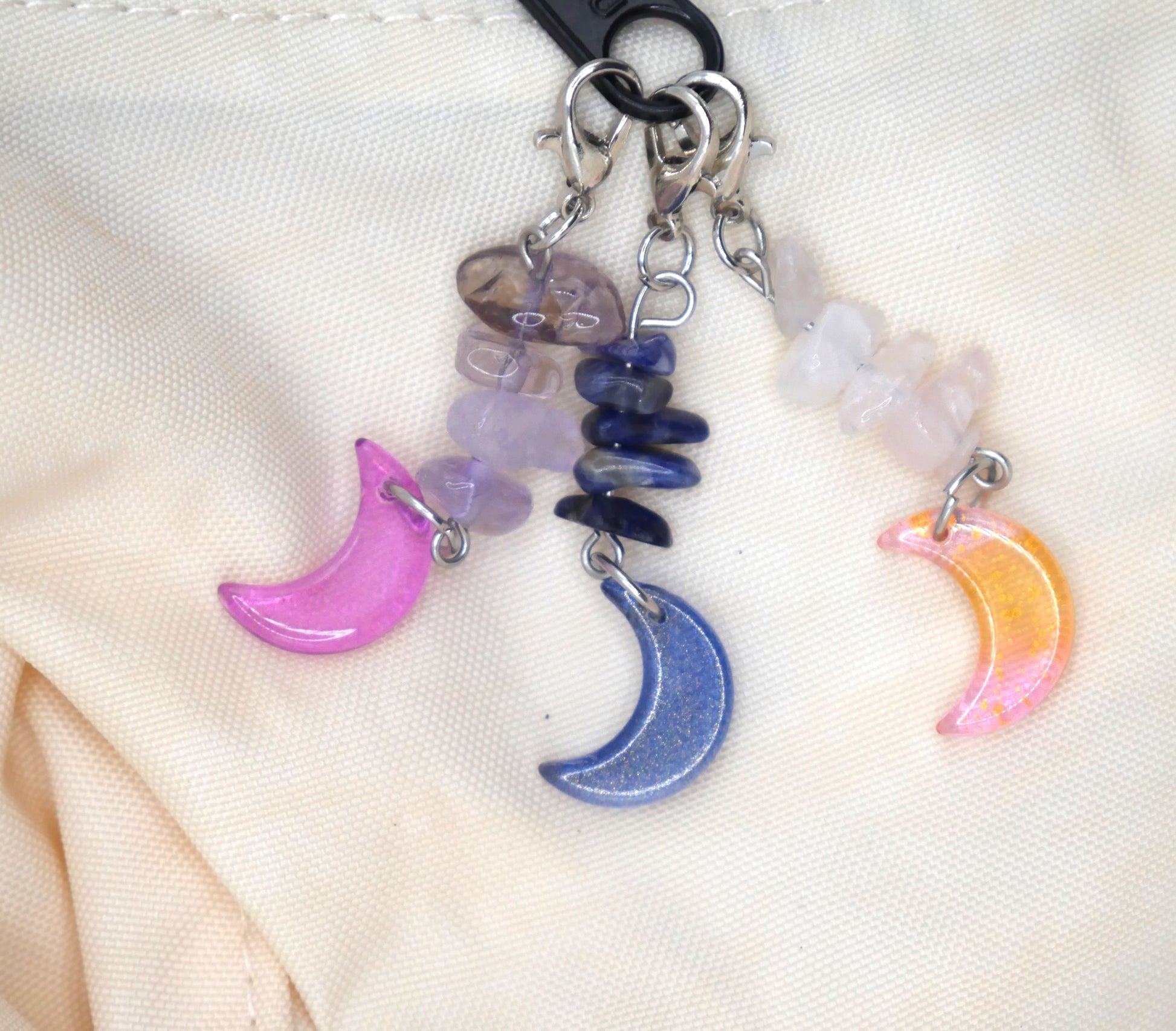 Moon & Stone Bag Charm & Keychain
