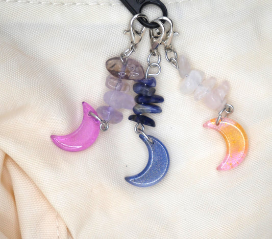 Moon & Stone Bag Charm & Keychain