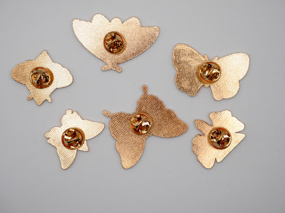 Fun, Beautiful Moth and Butterfly Metal Enamel Pins (Set of 3) | Why Begin back