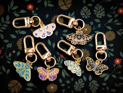 Celestial Moth Metal Keychain and Bag Charm, Acrylic Gummy Bear & Star Keychain and Bag Charm bag charm, purse charm, key ring, key fob, zipper pull, backpack charm, cute keychain, Butterfly & Moth: monarch butterfly, luna moth, swallowtail, painted lady, moth lover, insect wings, butterfly print, metamorphosis, garden butterflies, pollinators, entomology art