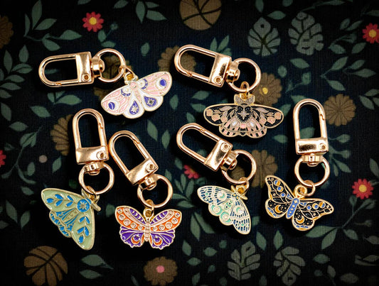 Celestial Moth Metal Keychain and Bag Charm, Acrylic Gummy Bear & Star Keychain and Bag Charm bag charm, purse charm, key ring, key fob, zipper pull, backpack charm, cute keychain, Butterfly & Moth: monarch butterfly, luna moth, swallowtail, painted lady, moth lover, insect wings, butterfly print, metamorphosis, garden butterflies, pollinators, entomology art