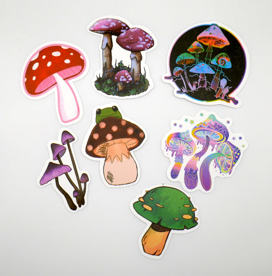 Floral, Cactus, and Mushroom Sticker Packs (Set of 10)