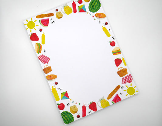 Perfect for your summer tasks or maybe a summer bucket list (a la Moody Judy and the Not-So-Bummer Summer), our picnic notepad is 5x7 inches with 50 sheets on thick 70 pound paper. Printed in the USA. 
