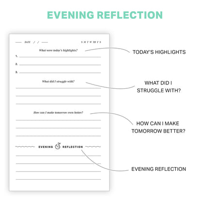 OneBook All-in-One Planner, Notebook, & Journal evening reflection