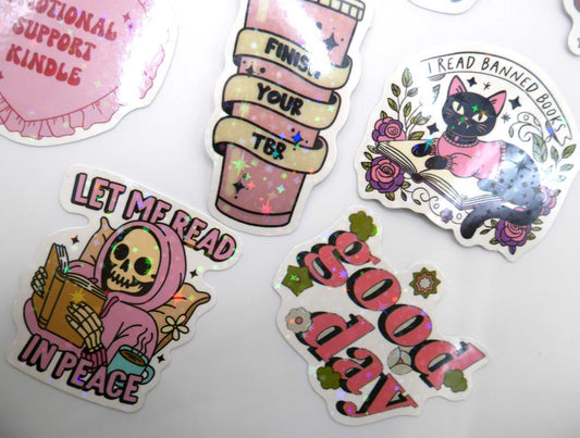 Sparkly Book Lover Stickers (Set of 5)