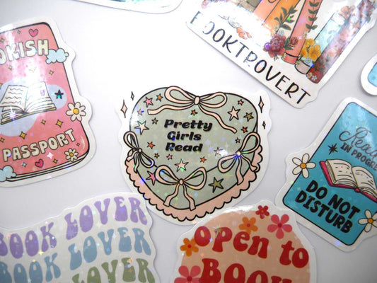 Sparkly Book Lover Stickers (Set of 5)