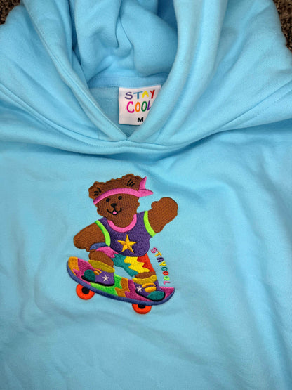 Staycool teddy bear skater hoodie baby blue unisex m like new condition