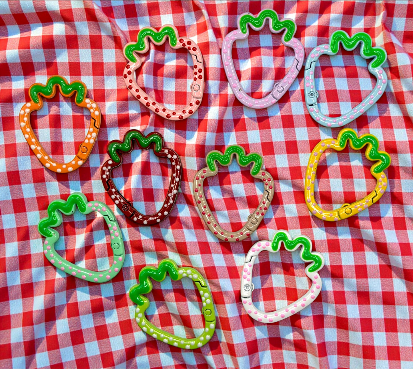 Polka Dot Strawberry Carabiner Keychain and Bag Charm