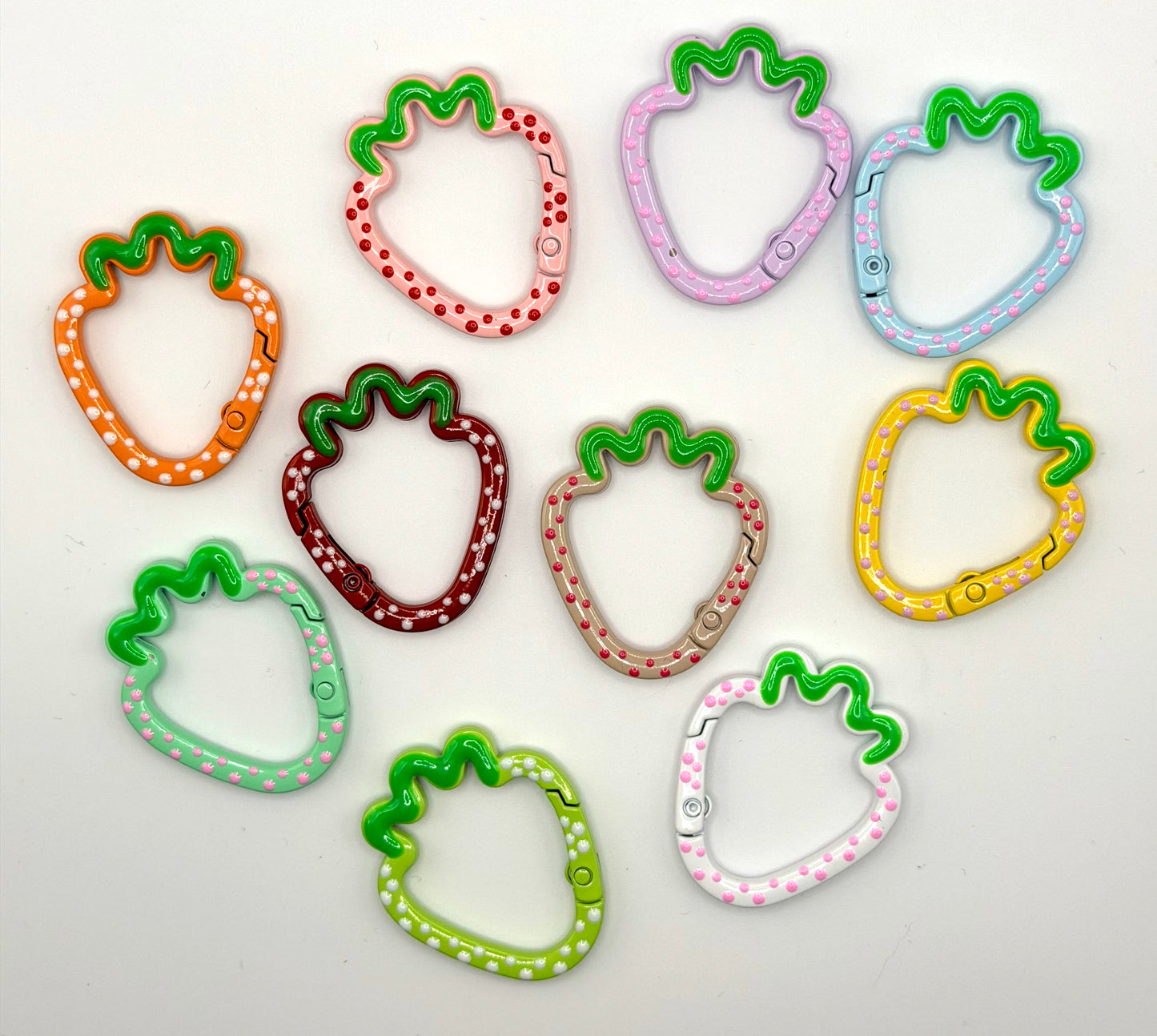 Polka Dot Strawberry Carabiner Keychain and Bag Charm